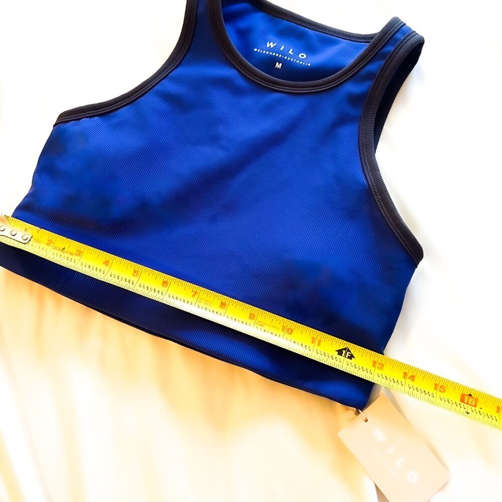 WILO THE LABEL Ribbed Colorblock BLUE Racer Sports Bra sz M - Picture 9 of 10